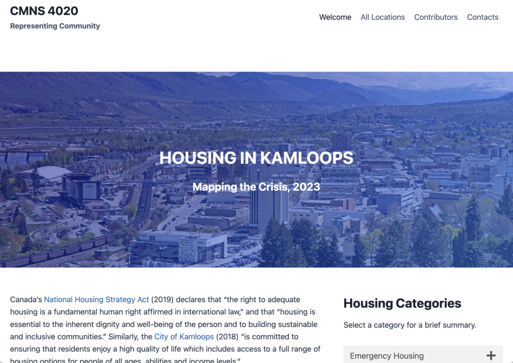 Infographic on housing in Kamloops showing three housing types—market, non-market, and supportive—with icons and brief descriptions under each, arranged side by side.