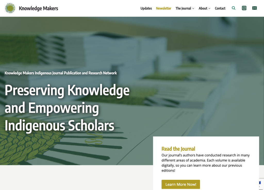 Graphic titled “Knowledge Makers” featuring a circular layout with icons and labels representing Indigenous research principles, community, storytelling, and student involvement in knowledge creation.