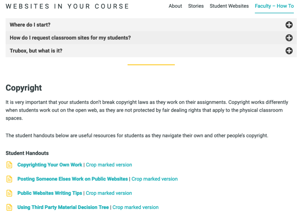 Infographic showing ways to use a course website for resources, with icons and labels like Syllabus, Schedule, Readings, and Assignments arranged around a central laptop graphic.